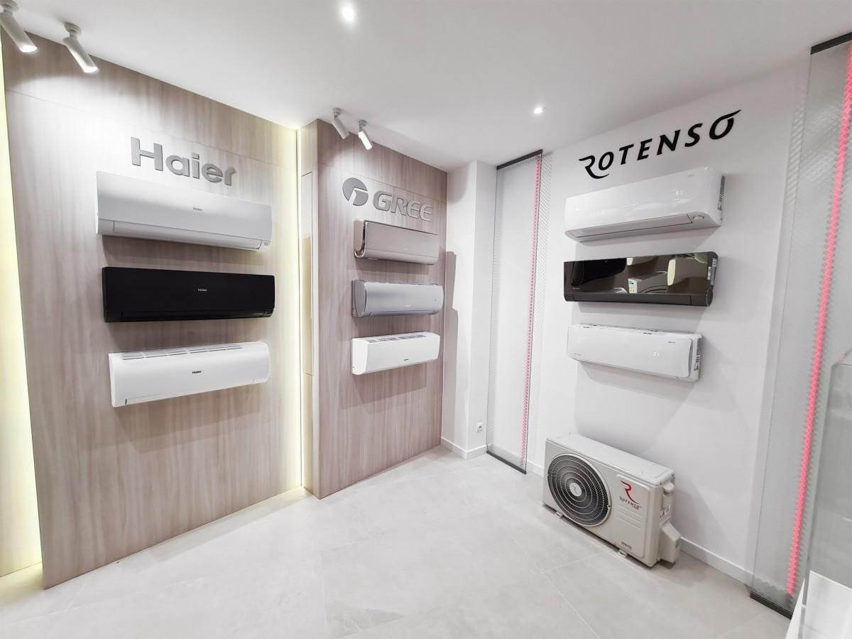 Wall-mounted air conditioner units grouped by brand